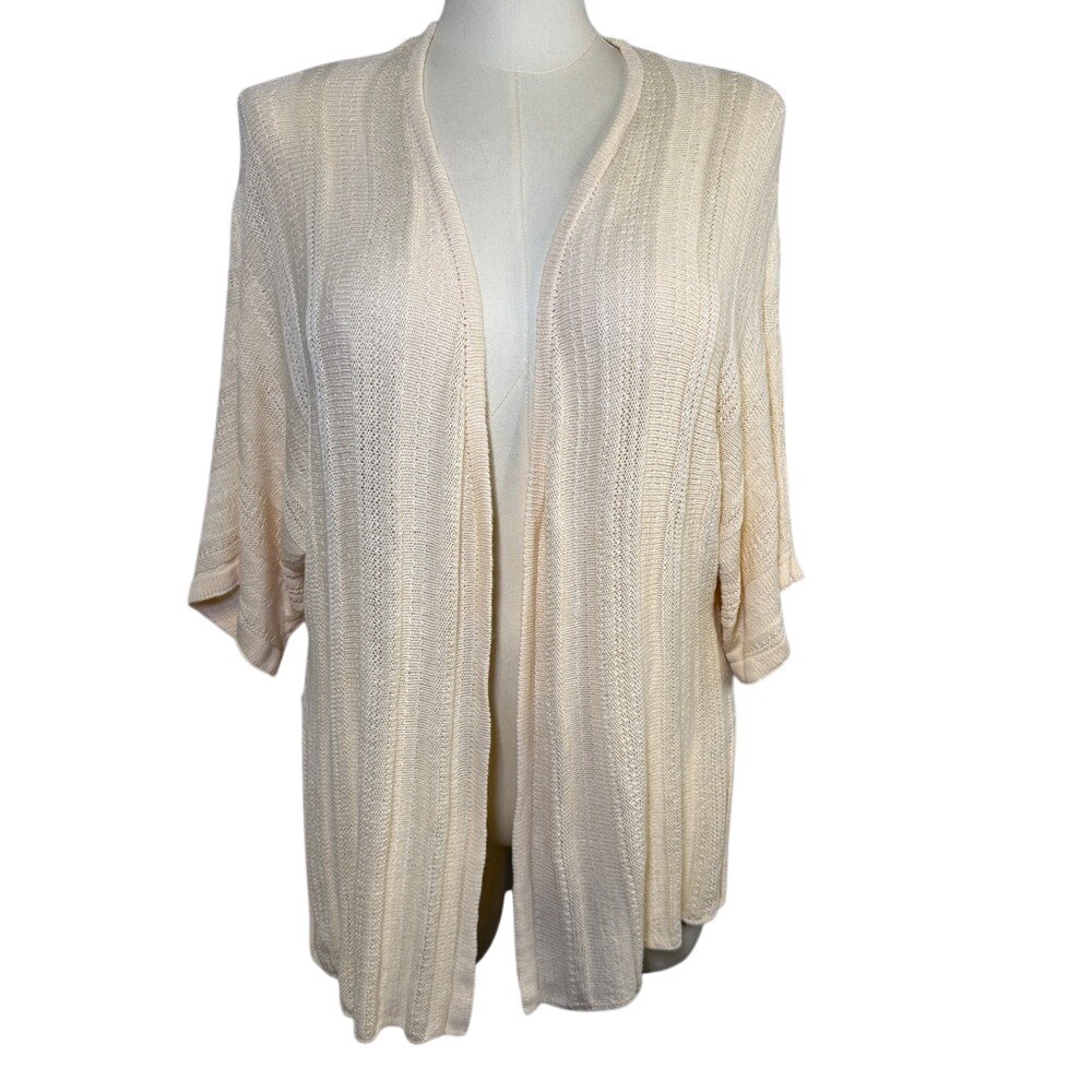 JOIE Cream Linen Rayon Open Front Cream Kimono Sweater Cardigan Size Medium